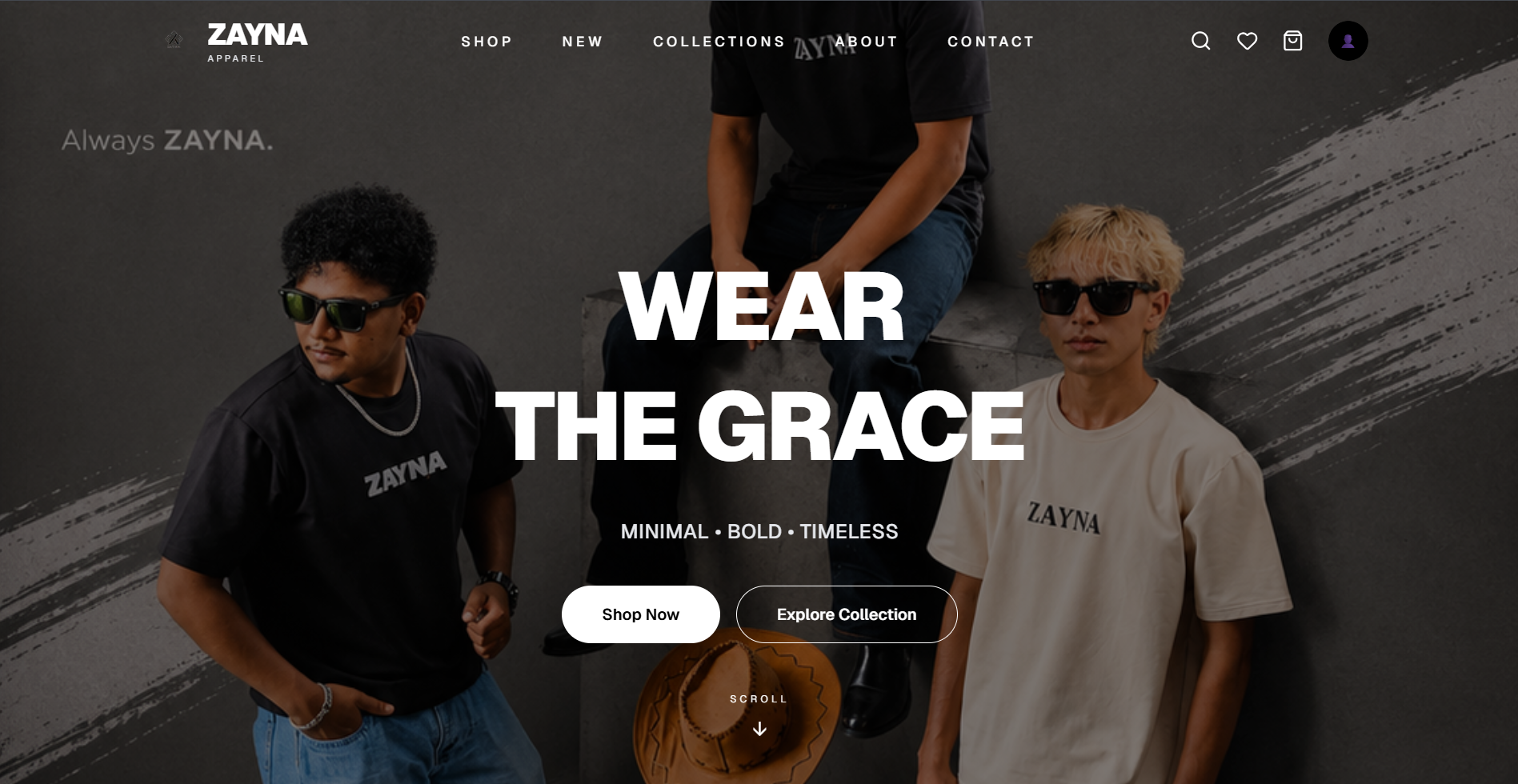 Zayna Apparel website